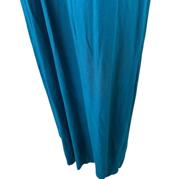 Coldwater Creek Teal Blue Jersey Knit Sleeveless Maxi Dress V-Neck Stretch sz M - Picture 8 of 16